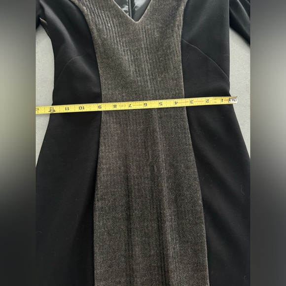 FRENCH CONNECTION NWT Size 2 Body Con Fitted Knee Length Black Houndstooth Dress - Picture 7 of 9